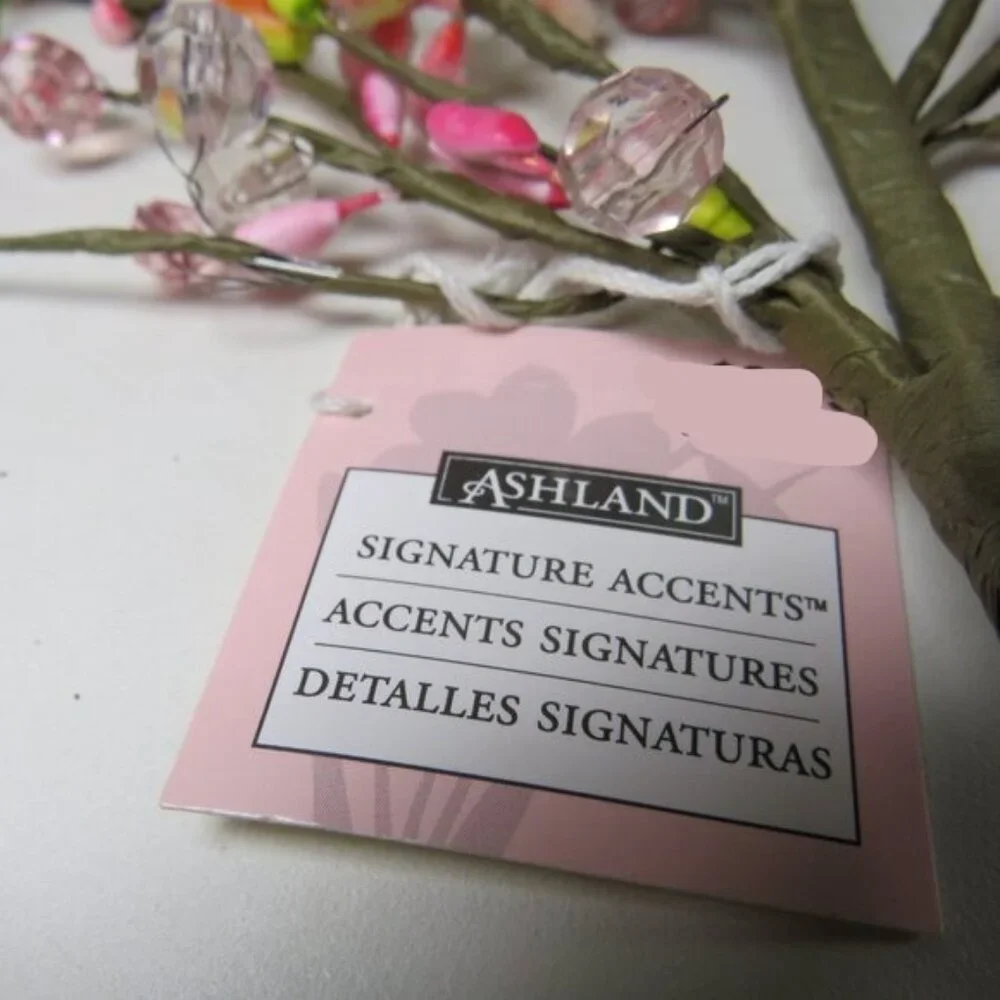 Pink Spring Floral branch with Pip berries loop for hang(with beads and frosted